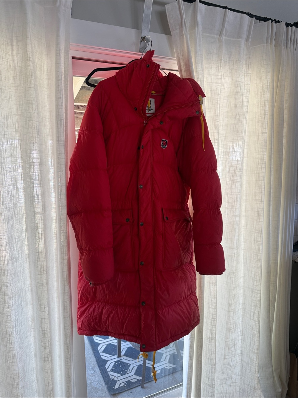 Fjallraven Red Long Puffer Ski Jacket